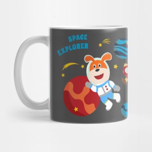 Space dog or astronaut in a space suit with cartoon style. Mug